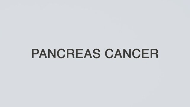 Pancreas cancer stethoscope concept illustration illustrative word text medicine diagnosed with hand holding stethoscope on white background, symbolizing medical awareness