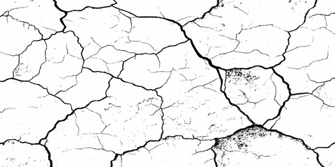Black and white texture of cracked and abstract grunge texture effect old concrete faded wall dry surface patterns background.
