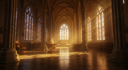 Obraz premium Cathedral interior sunlight stained glass