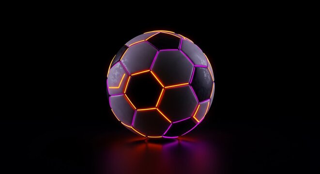 Futuristic neon soccer ball