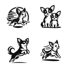 Chihuahua Dog Silhouette Vector Set