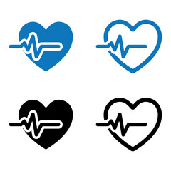 heart icons. Heartbeat icon. heart icons solid and line icons. vector icons. eps file.