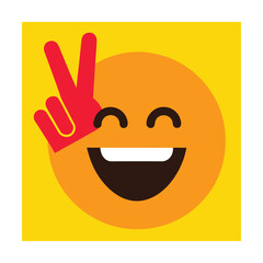 Fototapeta premium Emoji Showing Victory Hand Sign Vector Icon