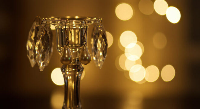 Crystal candleholder golden background