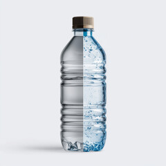 Fototapeta premium Clear and refreshing bottled water showcasing half filled and half empty to highlight the contrast and clarity of hydration for healthy living and sustainability in beverage choices