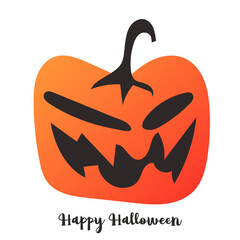 Happy Halloween. Holyday poster of horror pumpkin. Flat vector illustration in cartoon style.  