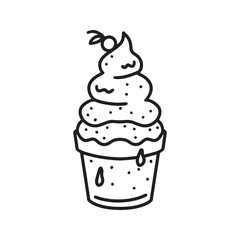 Hand drawn Ice cream lineart illustration