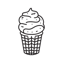 Hand drawn Ice cream lineart illustration