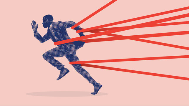 Modern abstract concept of corporate red tape slowing down business progress