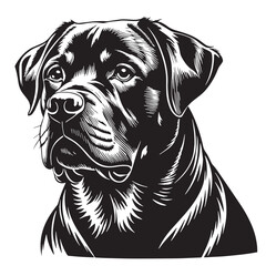 black rottweiler Silhouette Vector, High Quality Illustration on White Background
