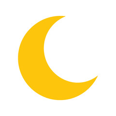 Yellow crescent moon symbol on a white background.
