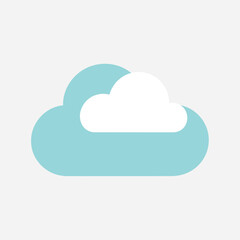 A stylized light blue cloud with a white cloud inside.