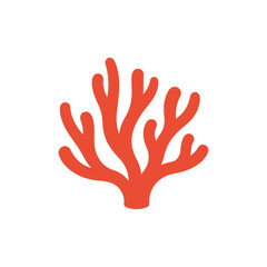 Obraz premium Simple illustration of a red coral branch on a white background.