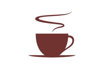Silhouette of a cup of hot coffee. Hot drink cup silhouette vector icon.