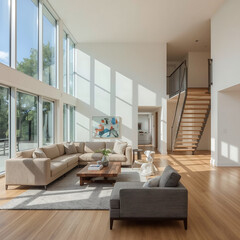 modern living room with fireplace