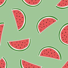 watermelon slice fruit seamless pattern background