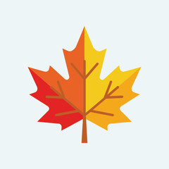 Stylized maple leaf with gradient colors on a light background.