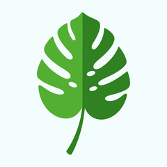Green monstera leaf icon on a light blue background.