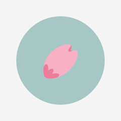 Obraz premium Single pink petal inside a teal circle against a white background.