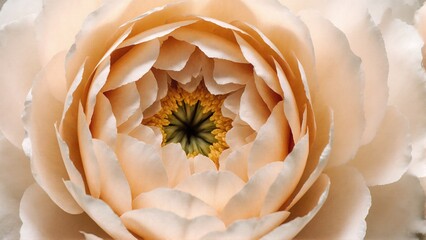 Delicate peach flower close-up with intricate petals and soft, creamy hues.