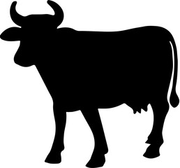 black silhouette of a dairy cow
