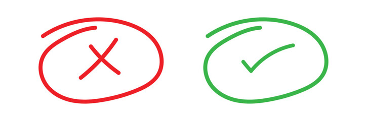 Check and Cross Marks A graphical representation of right and wrong with check and cross marks, perfect for illustrating choices, approvals, or errors