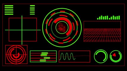 Futuristic H U D Interface Animated Graphic Element Sci- Fi Tech Display with Financial Iconography Digital Data Visualization for Business Technology and Innovation Concepts Cyberpunk Design with - Powered by Adobe