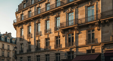 Fototapeta premium European building facade sunlight