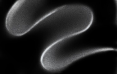 Grey black white glowing abstract gradient shape on black grainy background minimal header cover poster design copy space