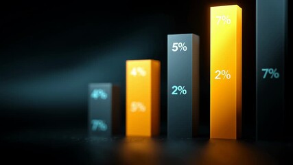 Stacked bar graph display with real-time animation showcasing data growth and trends in analytics - Powered by Adobe