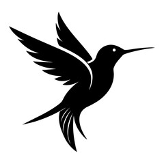 Hummingbird vector clean black silhouette design white background