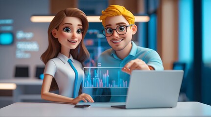 3D Isometric Expert Business People Collaborating on Data Analysis, Business Statistics, Management, Consulting, and Contemporary Marketing.