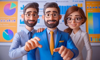 3D Isometric Business People with Data Analysis and Digital Marketing Strategy Concept Vector Illustration.