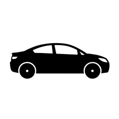Fototapeta premium Car Road Travel Icon A minimalist and clean icon of a car, symbolizing road travel, transportation, and commuting. This versatile black and white vector is perfect for use in maps, apps
