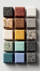 Fototapeta premium Square samples of speckled, varied-color materials