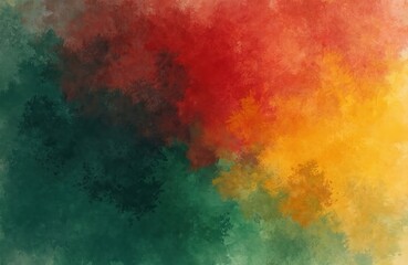 Fototapeta premium Vibrant watercolor strokes in red, orange, yellow, green blend abstractly. Background evokes themes of Juneteenth, Black History Month, African culture with pan-African color palette, artistic paint