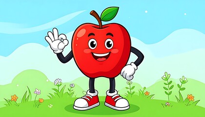 Cheerful  character in a garden setting.