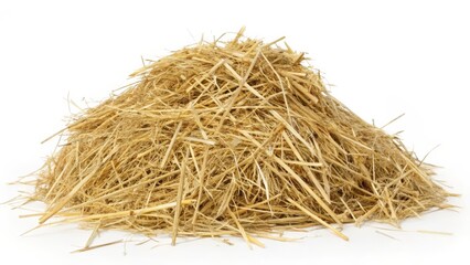 Loose Hay Bale Pile Isolated on White Background