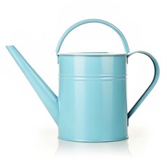 Pastel Blue Metal Watering Can isolated on White Background