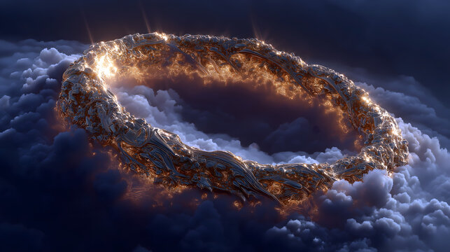 Norse Mythology・Nibelung Code Rings | Cursed Rings Forming Blockchain, Gold Ingots as Hash Sequences, Dragon Fafnir in Encryption Cloud, Valkyrie Steed Projecting Validation Beams