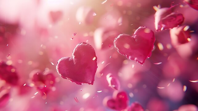 Abstract background filled with glowing hearts, creating a romantic and dreamy design - Powered by Adobe