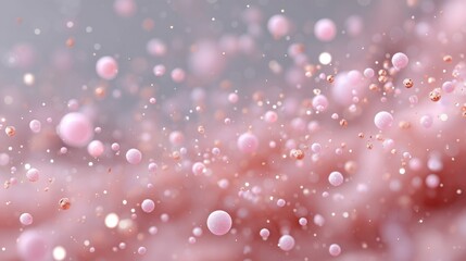 Close-up of shimmering pink bubbles floating in soft background during artistic display