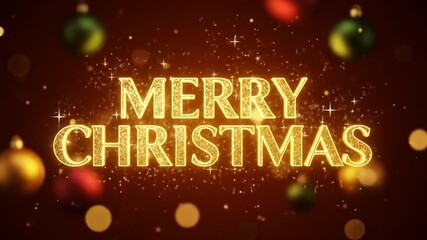 Sparkling Merry Christmas: Festive Golden Text Animation with Bokeh Lights - Powered by Adobe