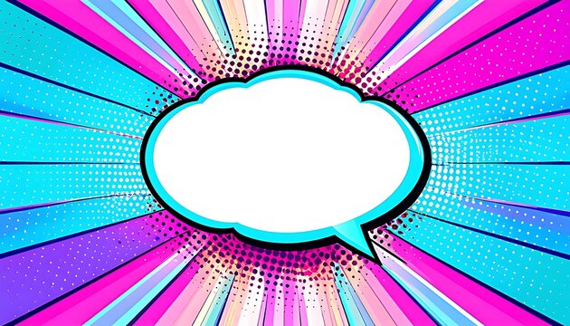 Colorful comic book style background with empty speech bubble. - Powered by Adobe