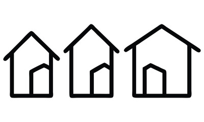 House icon vector set with outline and 3D illustrations for real estate, construction, and residential property web design