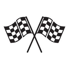 Black and white illustration of two crossed checkered flags Vector Design.