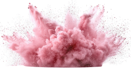 Pink powder explosion with billowing cloud on black background