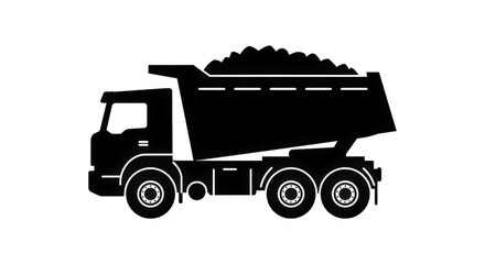 Heavy Duty Construction Dump Truck Loaded with Soil and Debris Transporting Materials