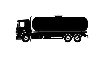 Heavy Duty Truck Transporting Liquid Cargo in a Large Tanker Trailer