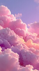 Pastel pink clouds fill the sky